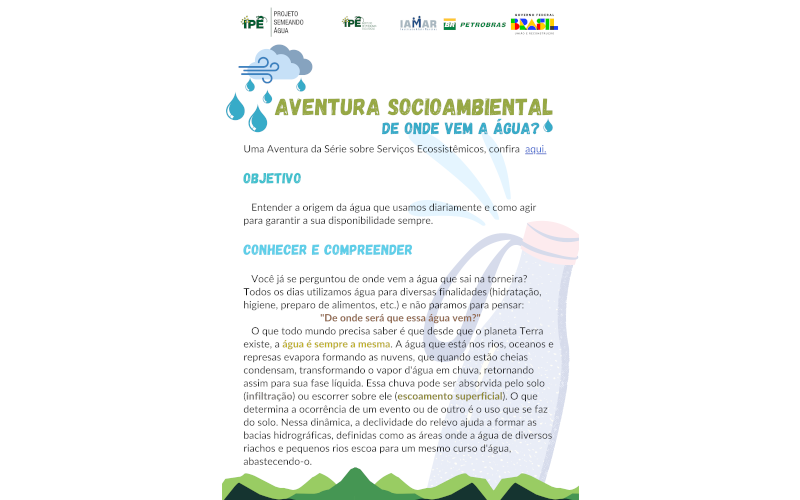 Aventura Socioambiental De Onde Vem A Agua Projeto Semeando Gua