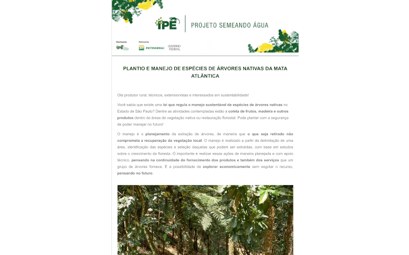 Boletim Técnico – Plantio e Manejo de Espécies Nativas da Mata Atlântica